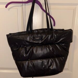 Kate Spade Shiny Black Puffer Tote WITH Dust Bag